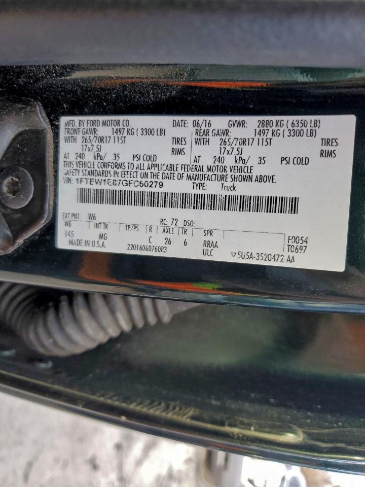 Lot #3311464258 2016 FORD F150 SUPER