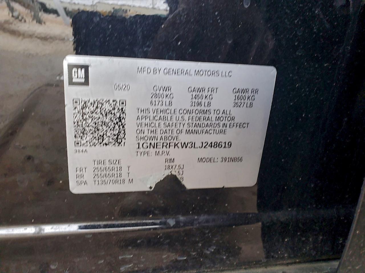 Lot #3316793410 2020 CHEVROLET TRAVERSE L