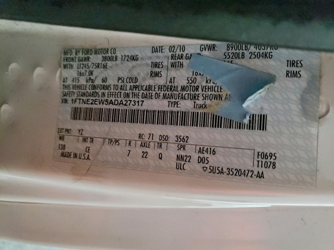 Lot #3319435661 2010 FORD ECONOLINE