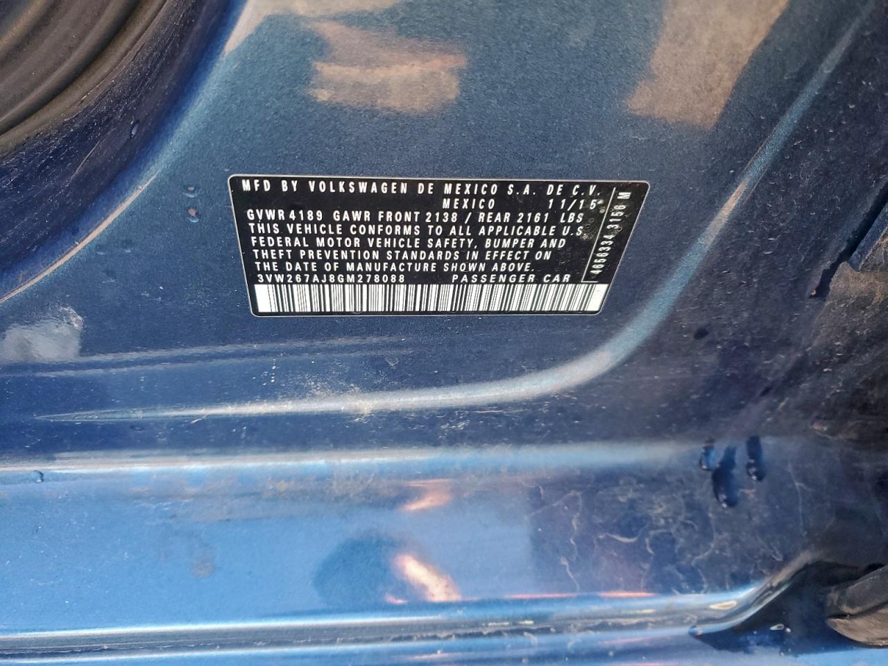 Lot #3310703750 2016 VOLKSWAGEN JETTA S