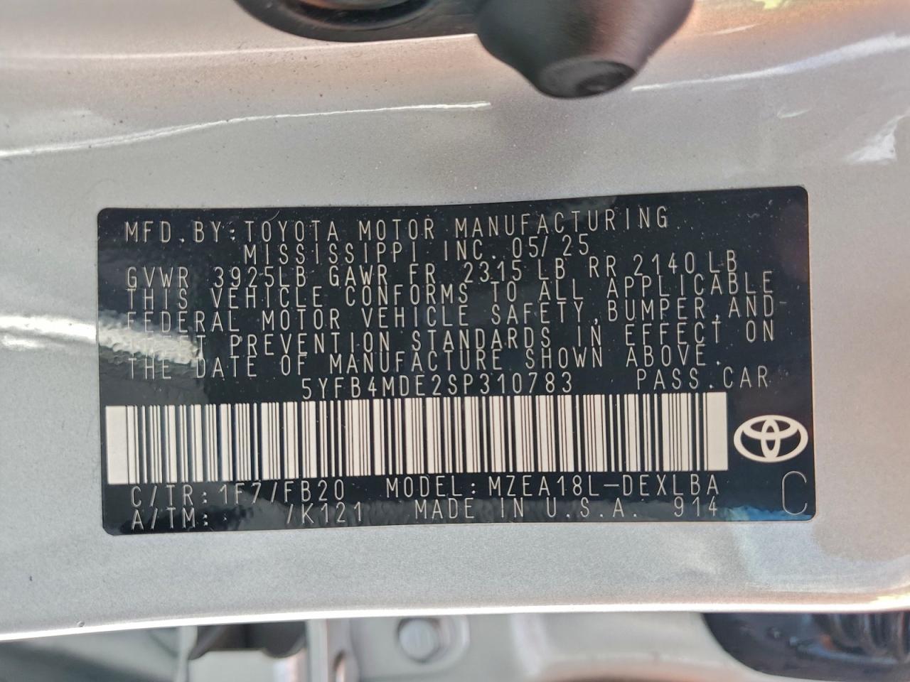 Lot #3305747751 2025 TOYOTA COROLLA LE