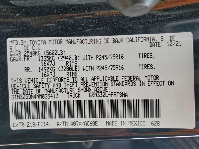 2022 TOYOTA TACOMA DOU #3318860925