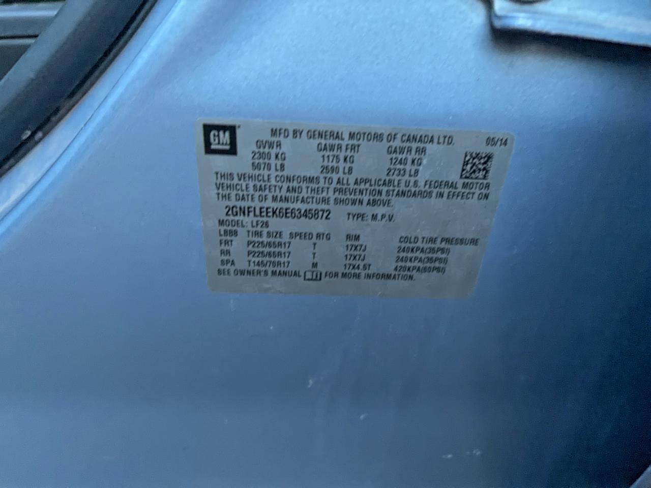 Lot #3318870981 2014 CHEVROLET EQUINOX LS