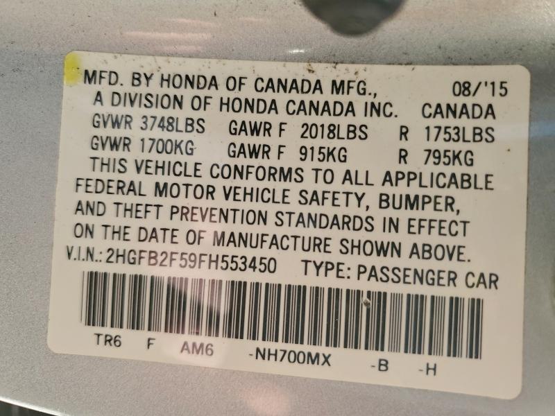 2015 HONDA CIVIC LX #3320008460
