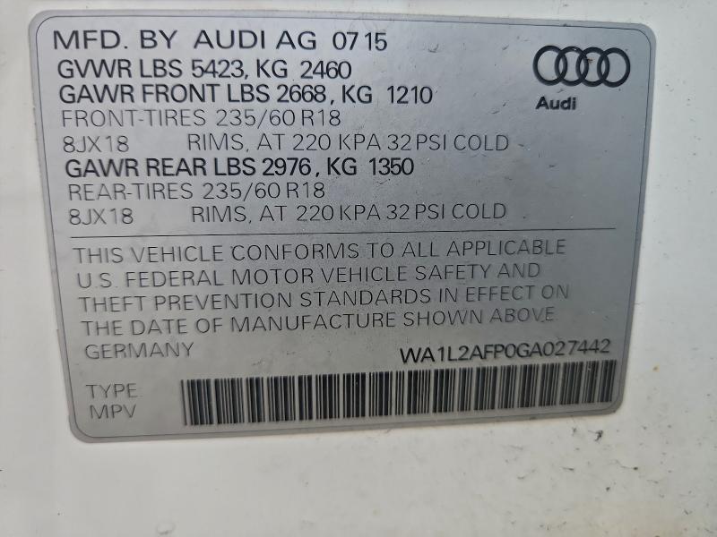 2016 AUDI Q5 PREMIUM #3315925121