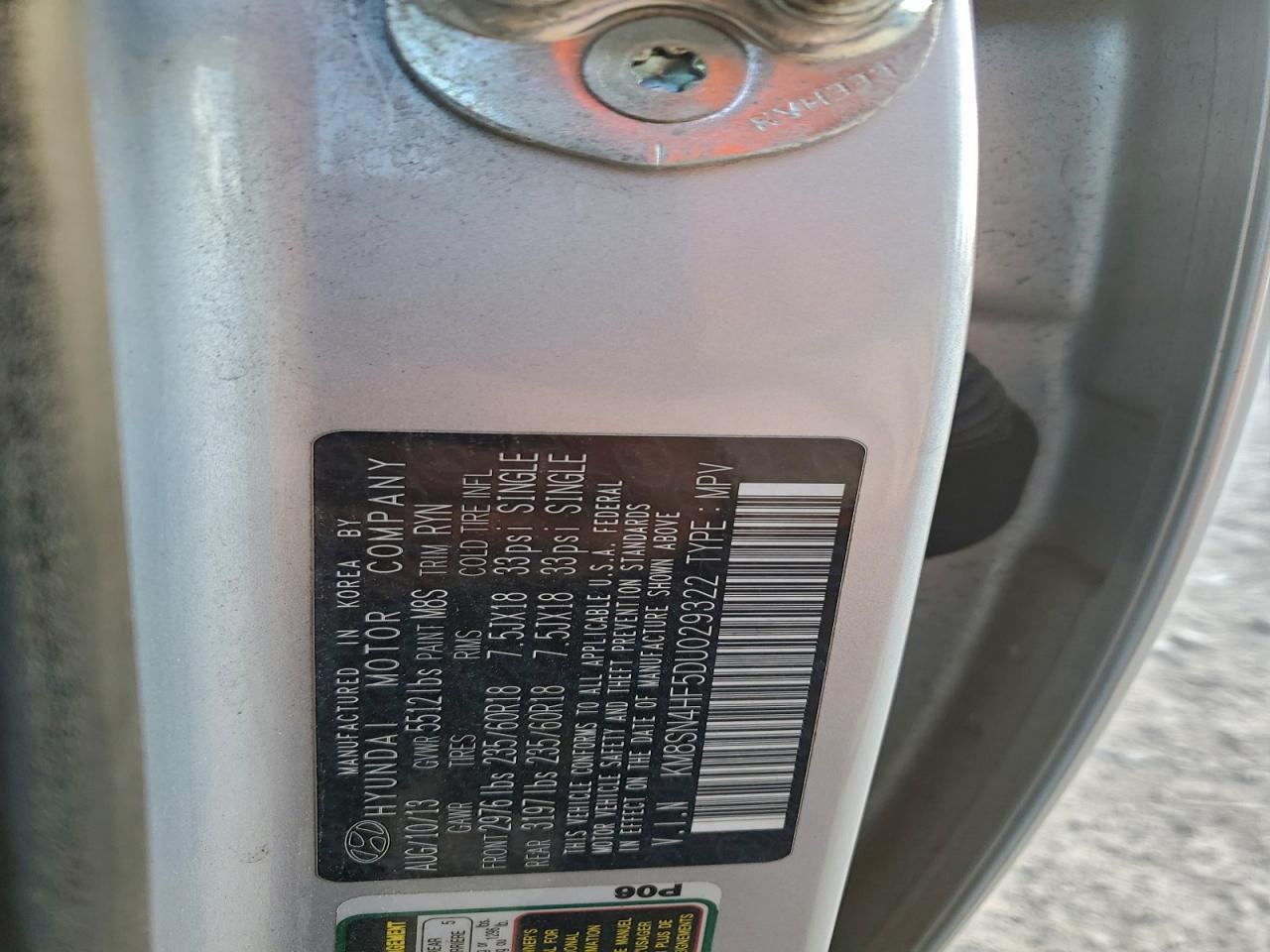 Lot #3304351584 2013 HYUNDAI SANTA FE G