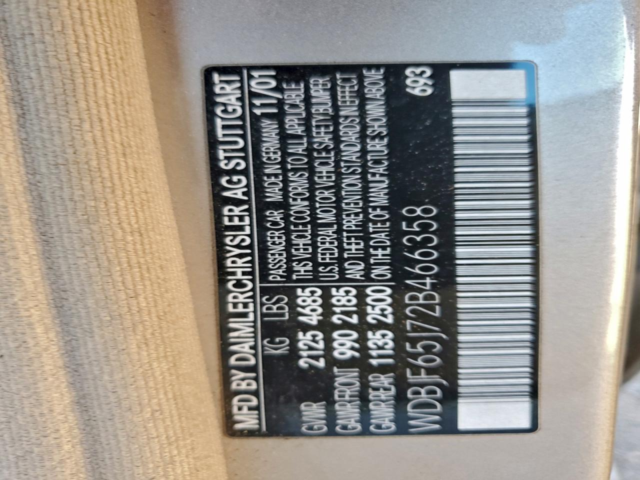 Lot #3301801354 2002 MERCEDES-BENZ E 320