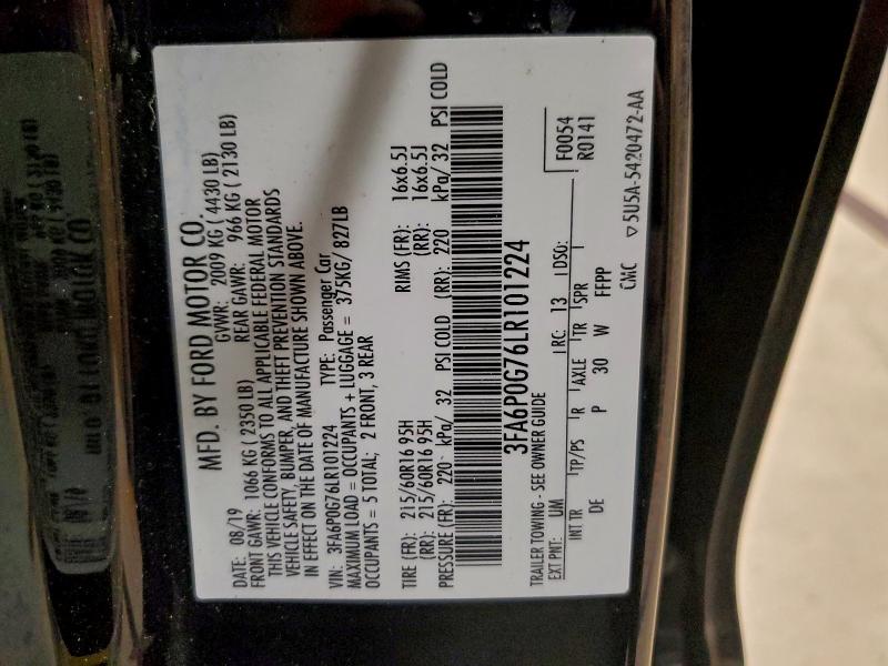 2020 FORD FUSION S #3312539617