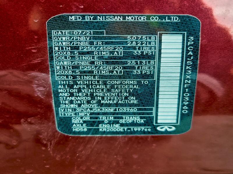 2022 INFINITI QX55 ESSEN #3305291320