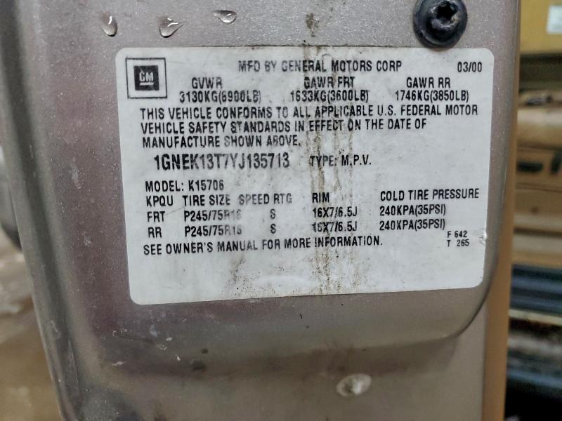 2000 CHEVROLET TAHOE K150 #3317799091