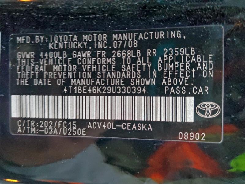 2009 TOYOTA CAMRY BASE #3304144506