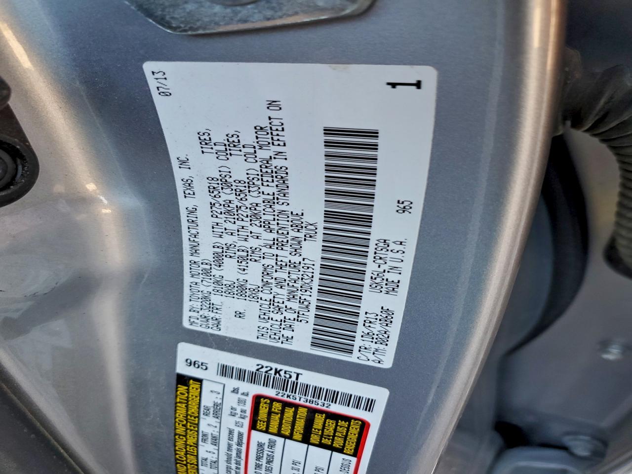 Lot #3317865924 2013 TOYOTA TUNDRA DOU