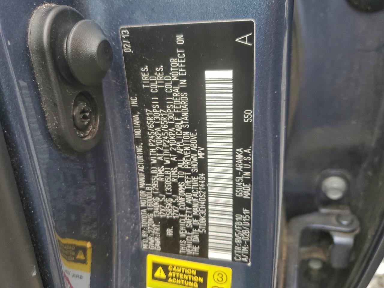 Lot #3318894914 2013 TOYOTA HIGHLANDER