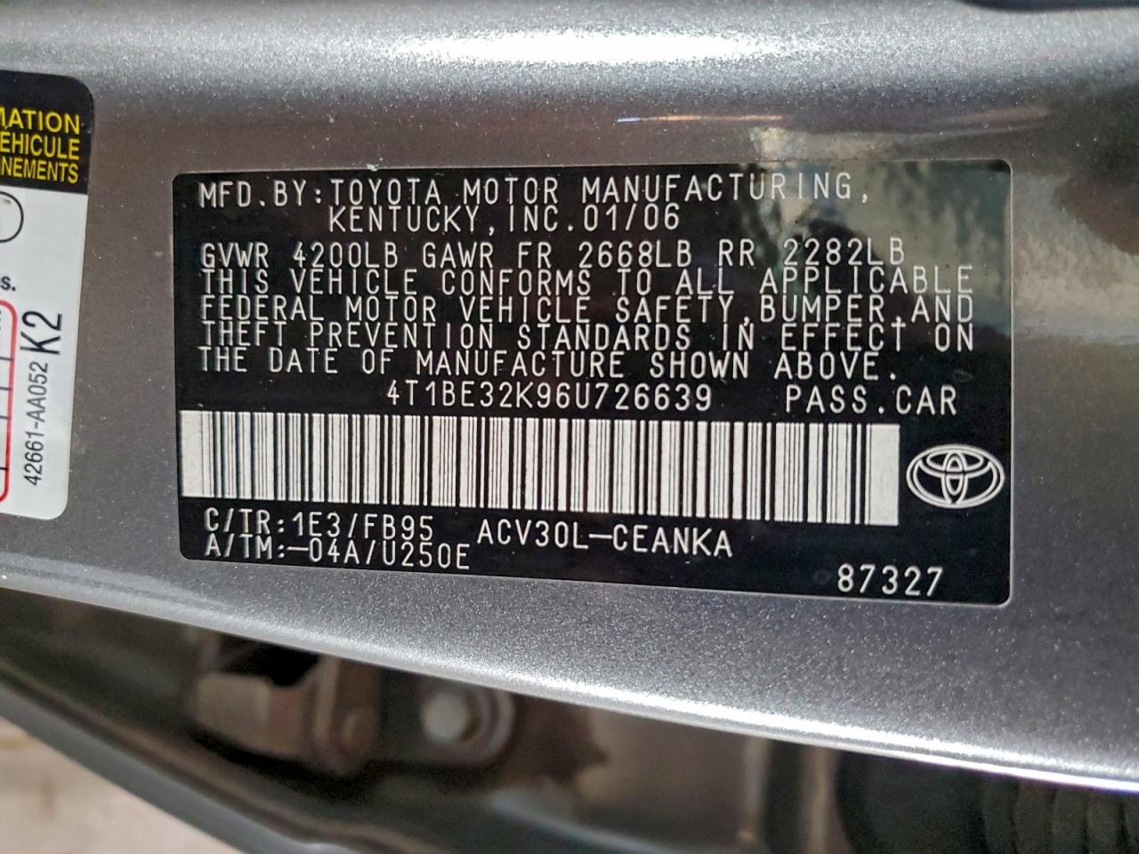 Lot #3310664735 2006 TOYOTA CAMRY LE