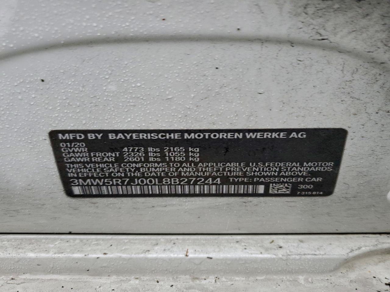 Lot #3317076992 2020 BMW 330XI