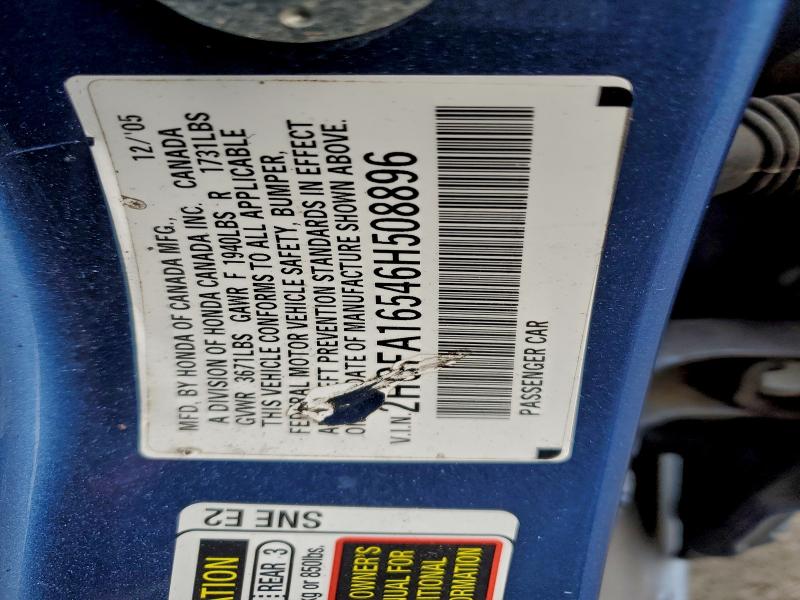 2006 HONDA CIVIC LX #3316093233