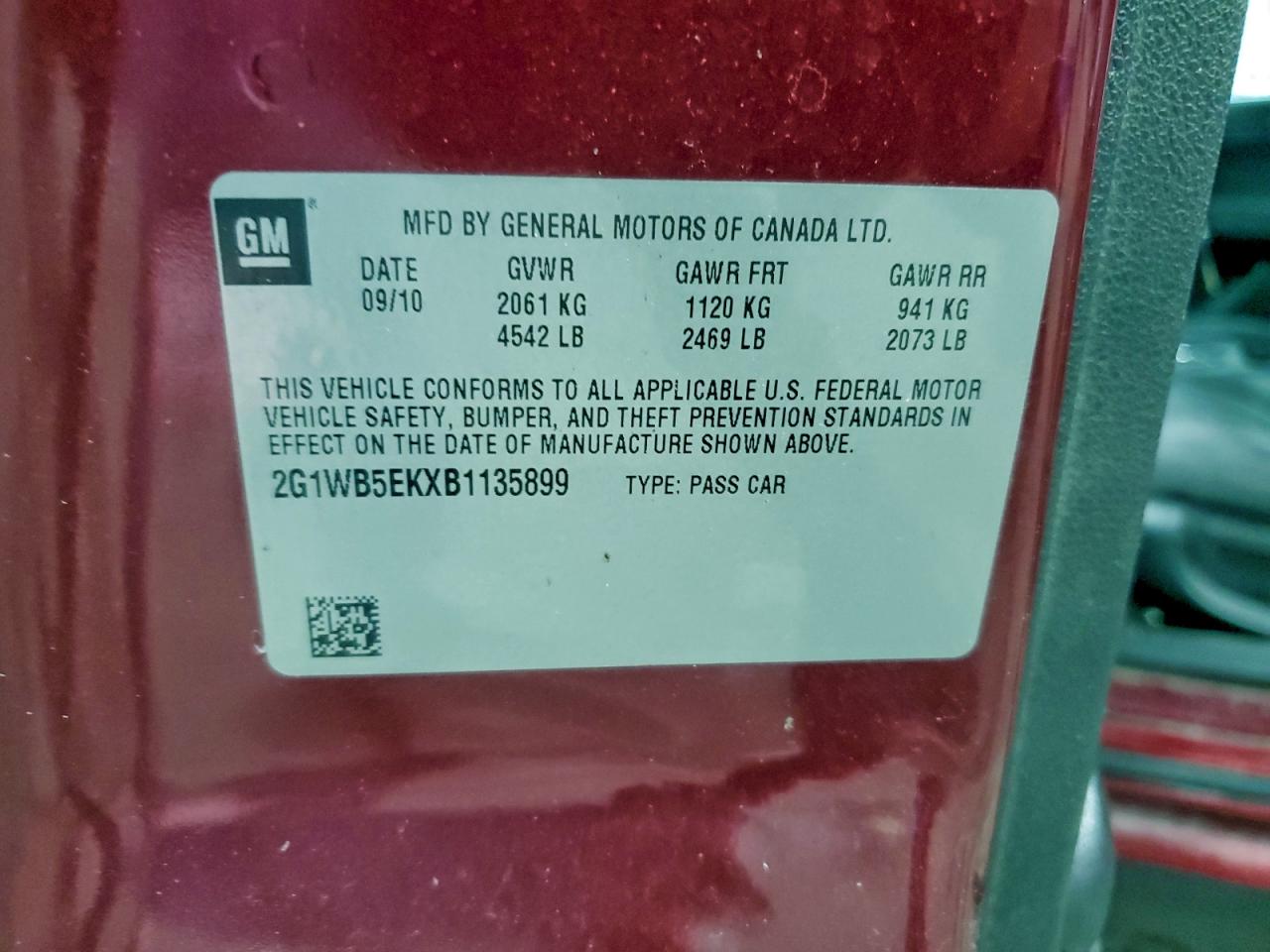 Lot #3317760109 2011 CHEVROLET IMPALA LT