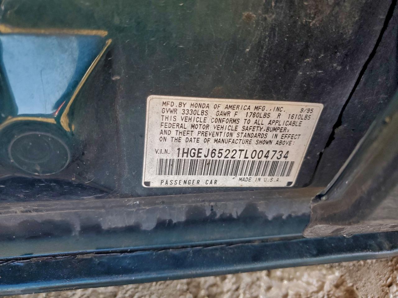 Lot #3309788343 1996 HONDA CIVIC DX