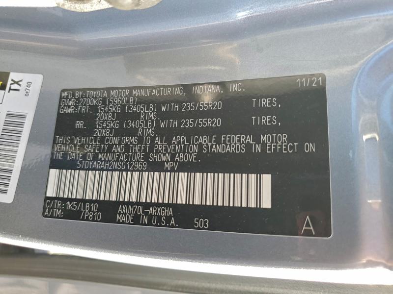 2022 TOYOTA HIGHLANDER #3315642771