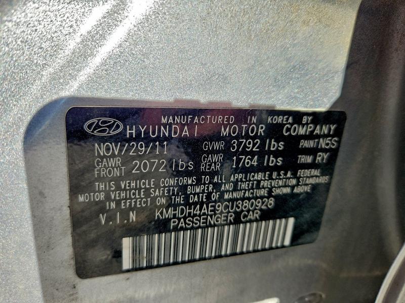 2012 HYUNDAI ELANTRA GL #3310481092