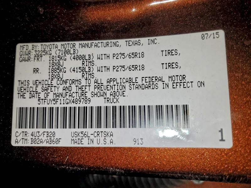 2016 TOYOTA TUNDRA DOU #3305367320