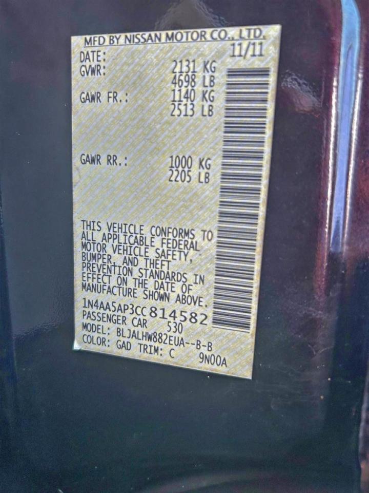 Lot #3304540467 2012 NISSAN MAXIMA S