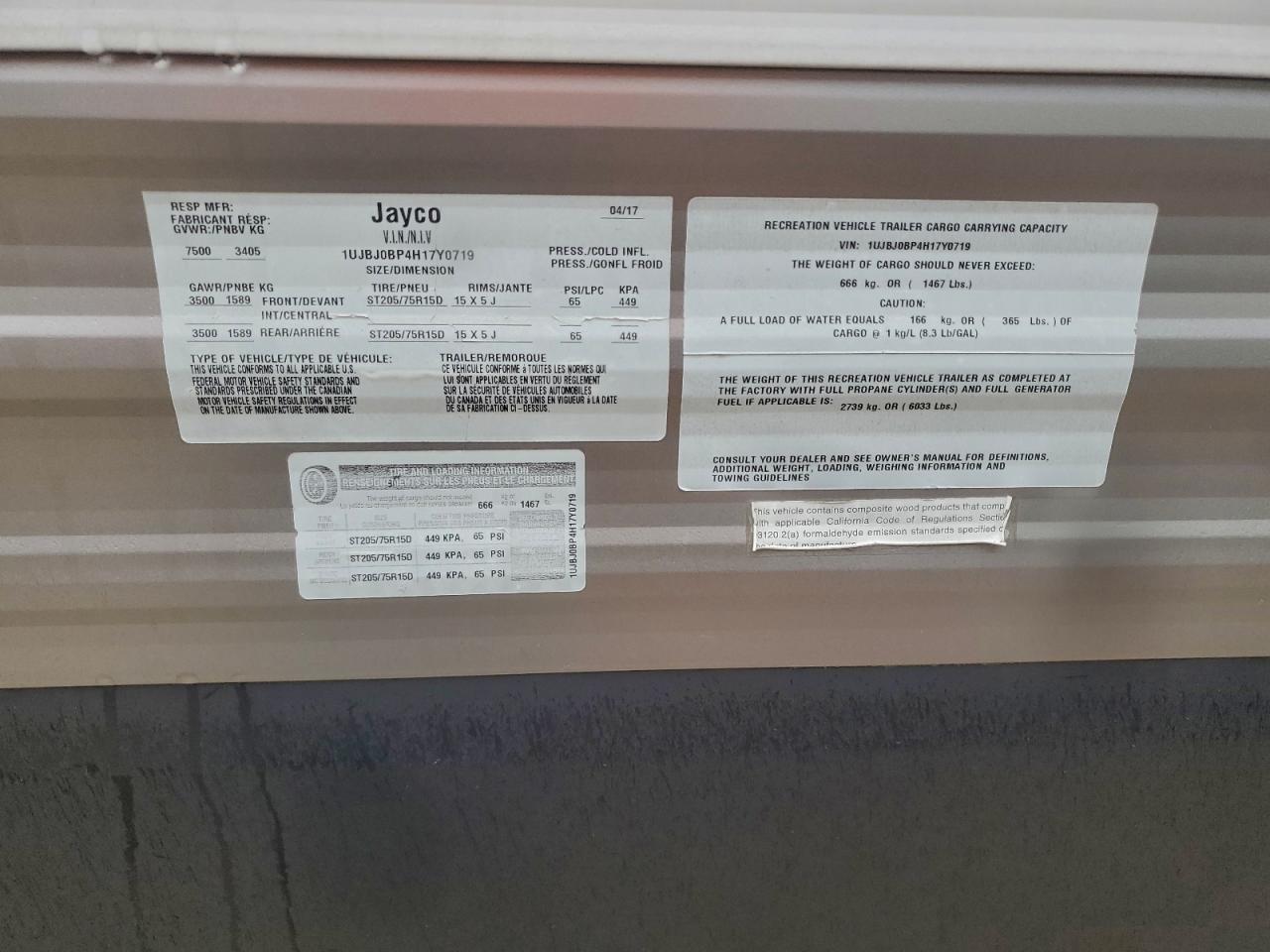 Lot #3319007315 2017 JAYCO JAY FLIGHT