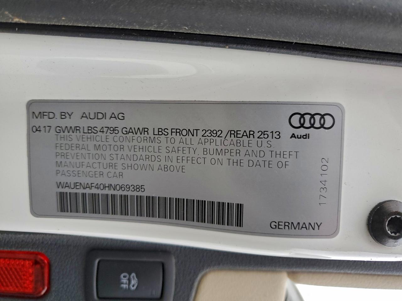 Lot #3302929625 2017 AUDI A4 PREMIUM