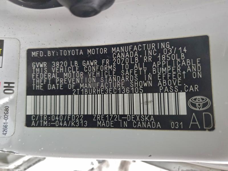 2014 TOYOTA COROLLA L #3304515545