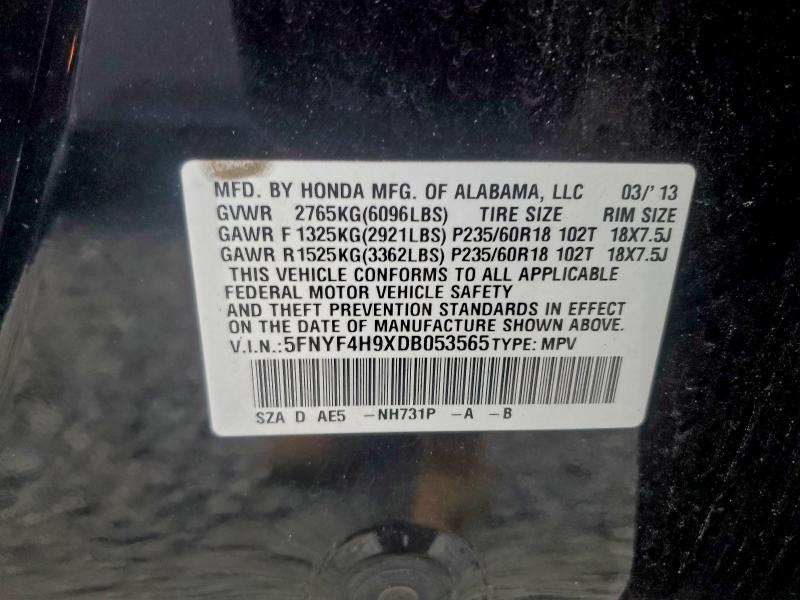 2013 HONDA PILOT TOUR #3312290777