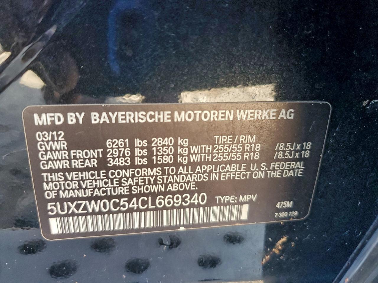 Lot #3311468244 2012 BMW X5 XDRIVE3