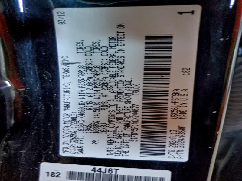 2012 TOYOTA TUNDRA CRE #3309521573