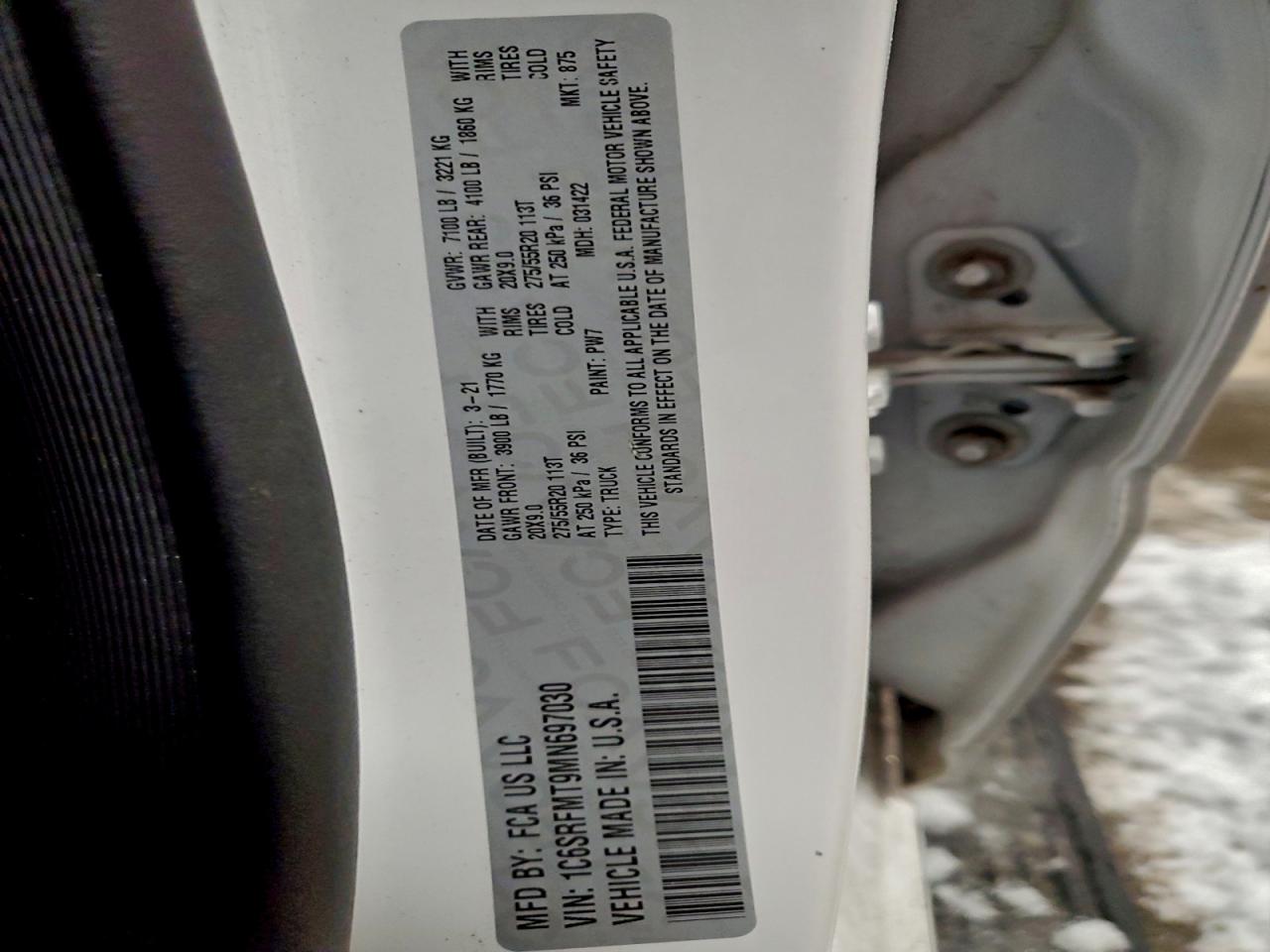 Lot #3317840218 2021 RAM 1500 BIG H