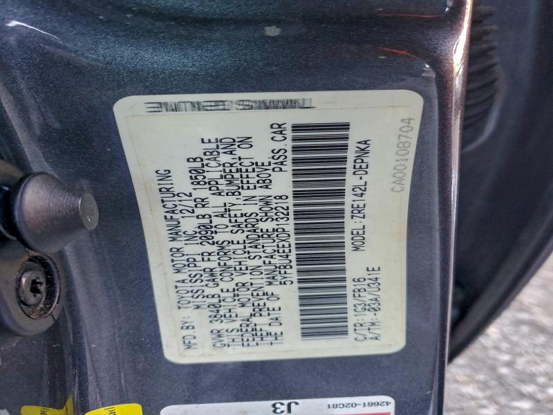 2013 TOYOTA COROLLA BA #3316721411