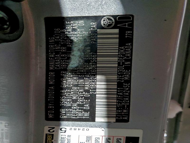 2006 TOYOTA COROLLA CE #3320020478