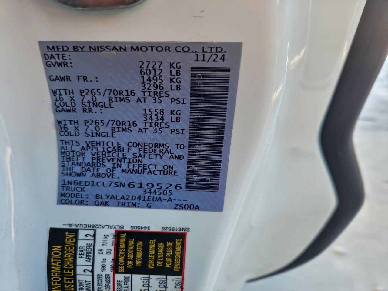 Lot #3319095295 2025 NISSAN FRONTIER S