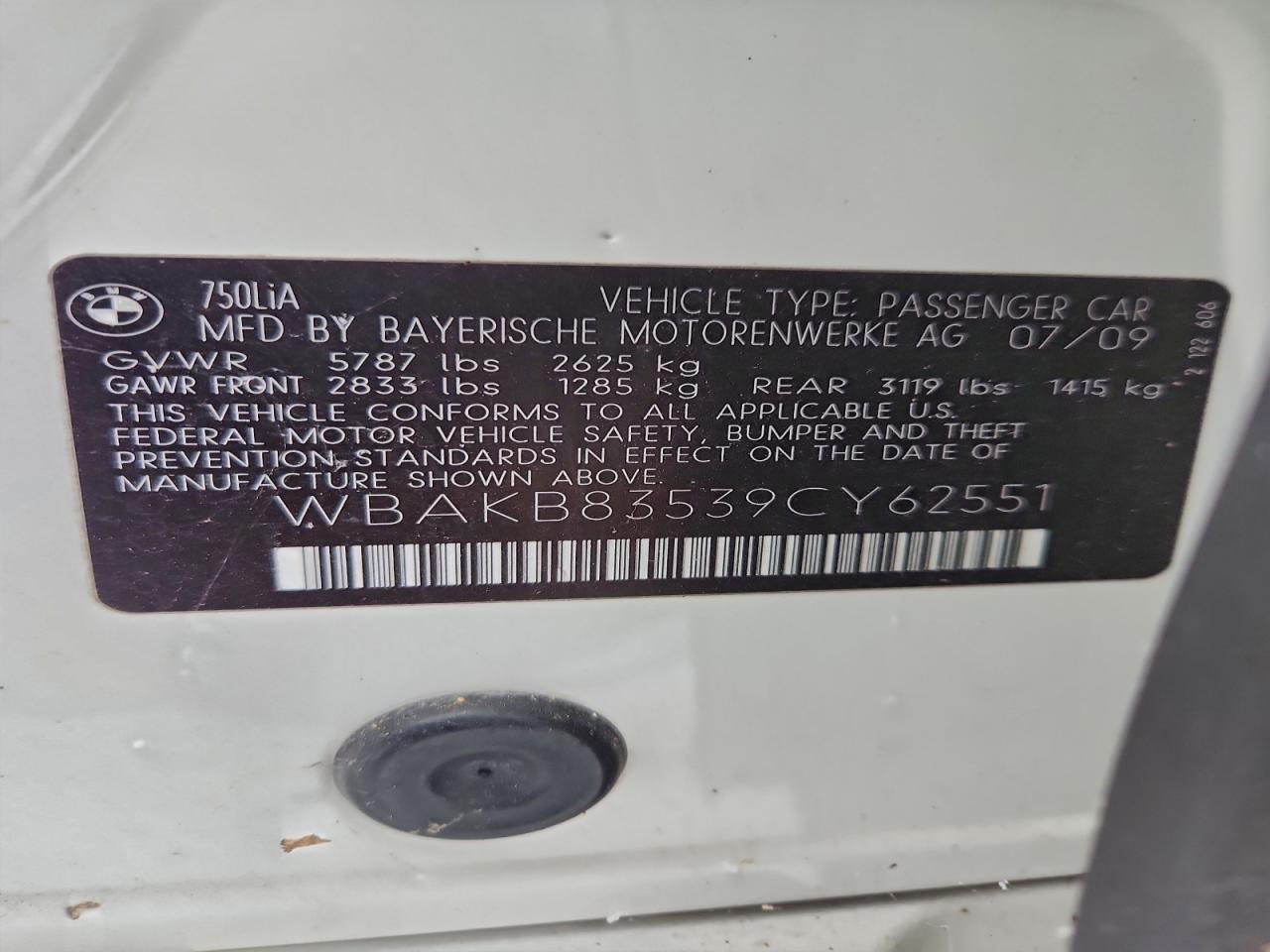 Lot #3302745007 2009 BMW 750 LI