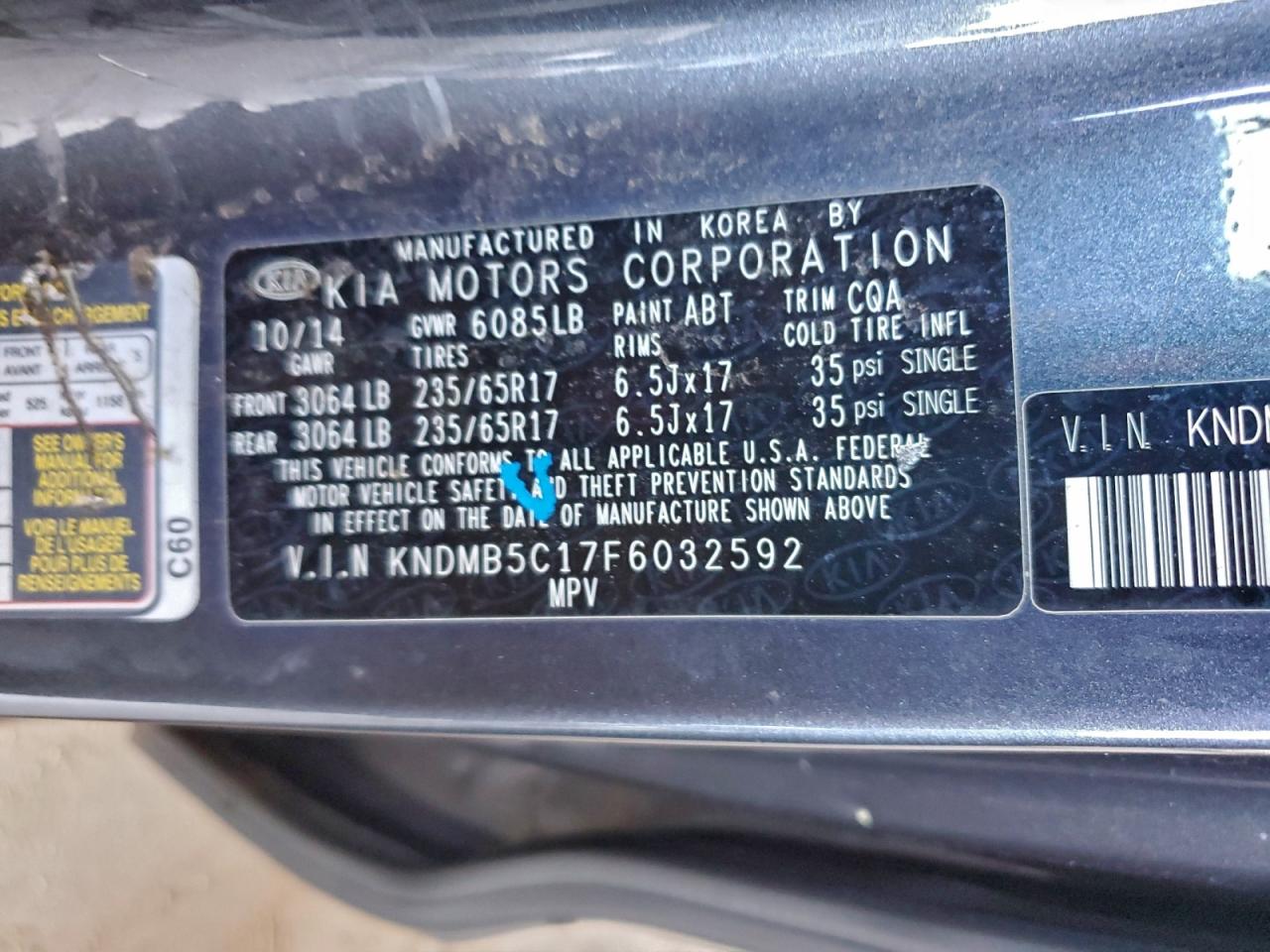 Lot #3311799203 2015 KIA SEDONA LX