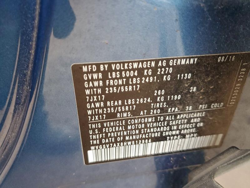 2017 VOLKSWAGEN TIGUAN WOL #3304657936