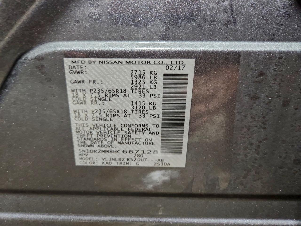 Lot #3309201639 2017 NISSAN PATHFINDER