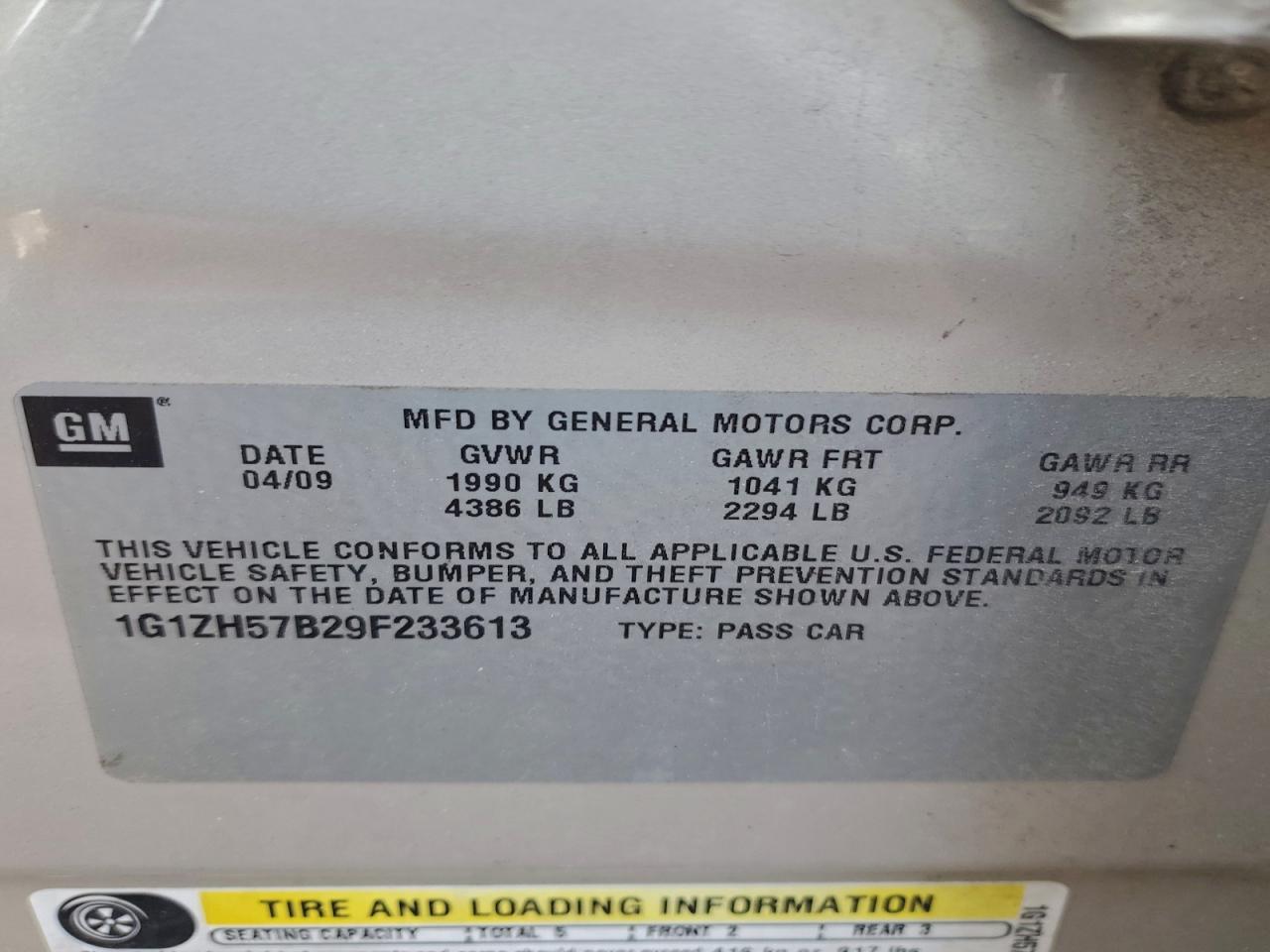 Lot #3317798118 2009 CHEVROLET MALIBU 1LT