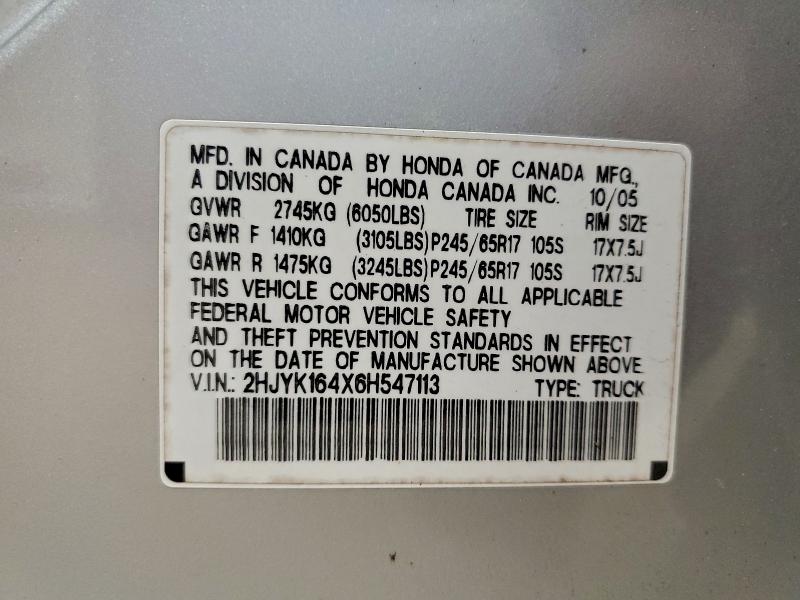 2006 HONDA RIDGELINE #3318995334