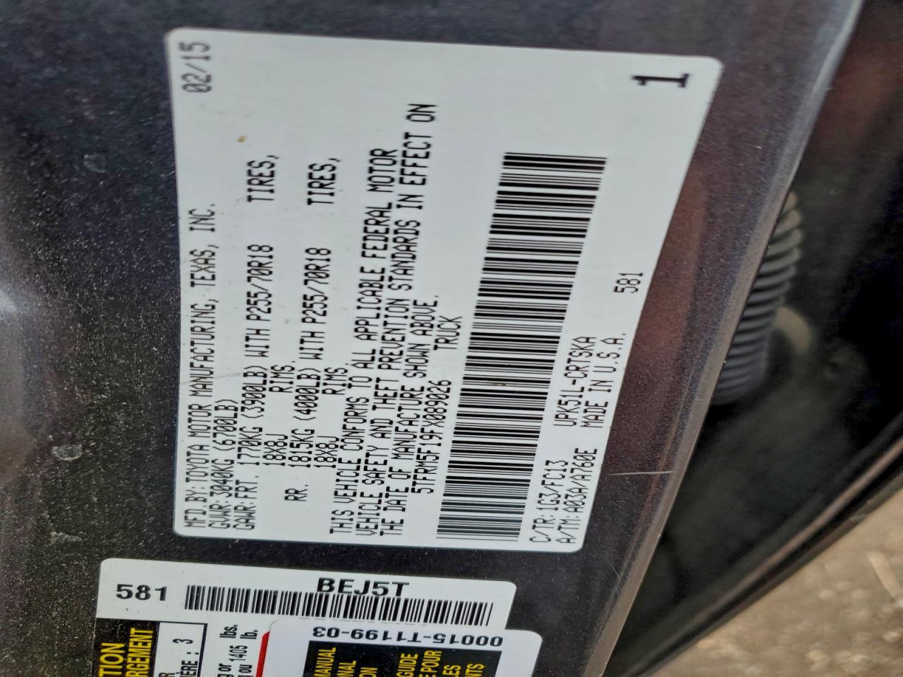 TOYOTA TUNDRA DOUBLE CAB SR