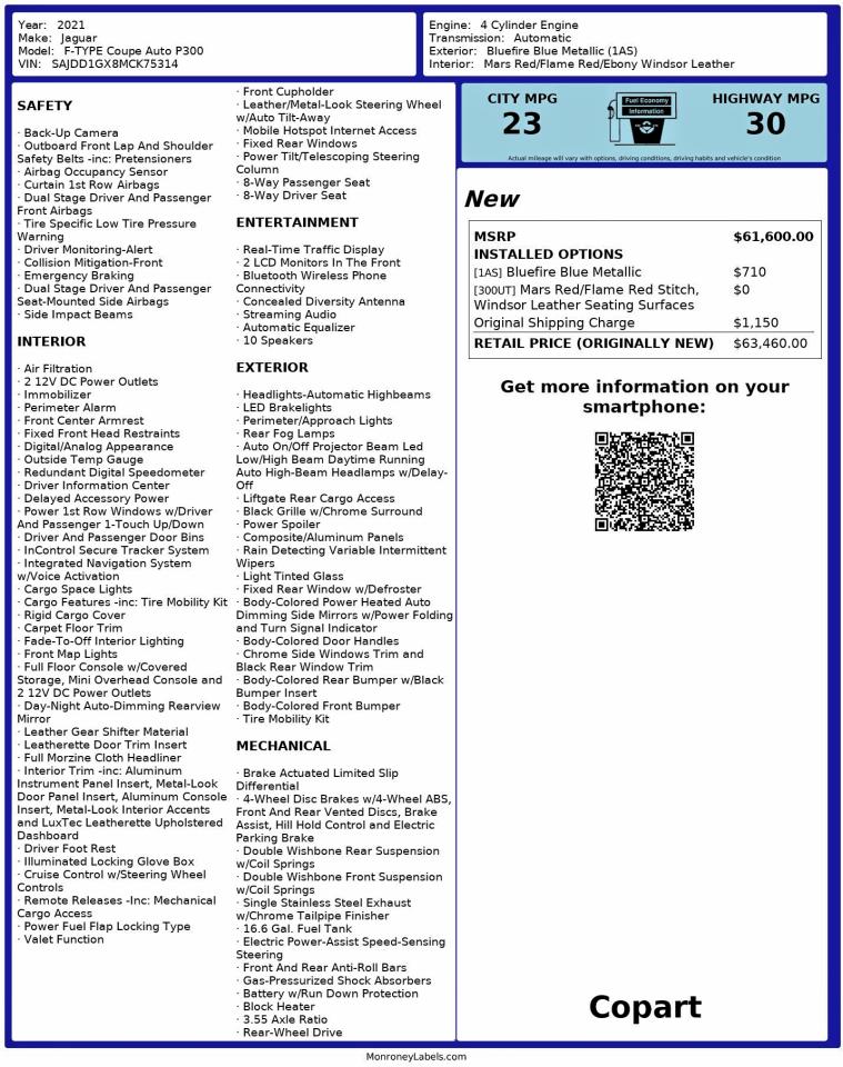 Lot #3316738443 2021 JAGUAR F-TYPE