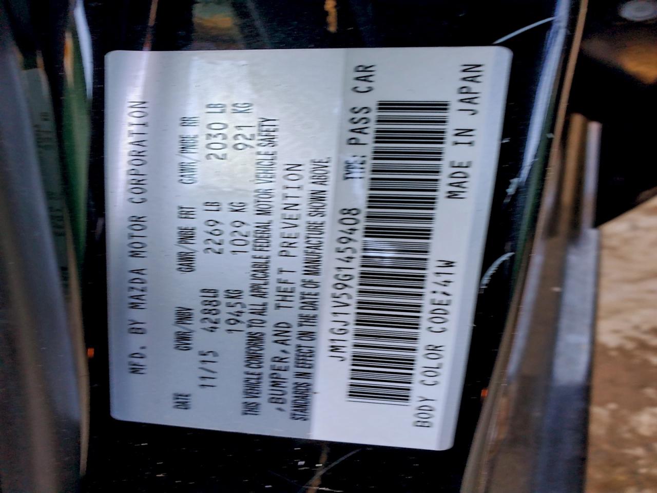 Lot #3315968095 2016 MAZDA 6 TOURING