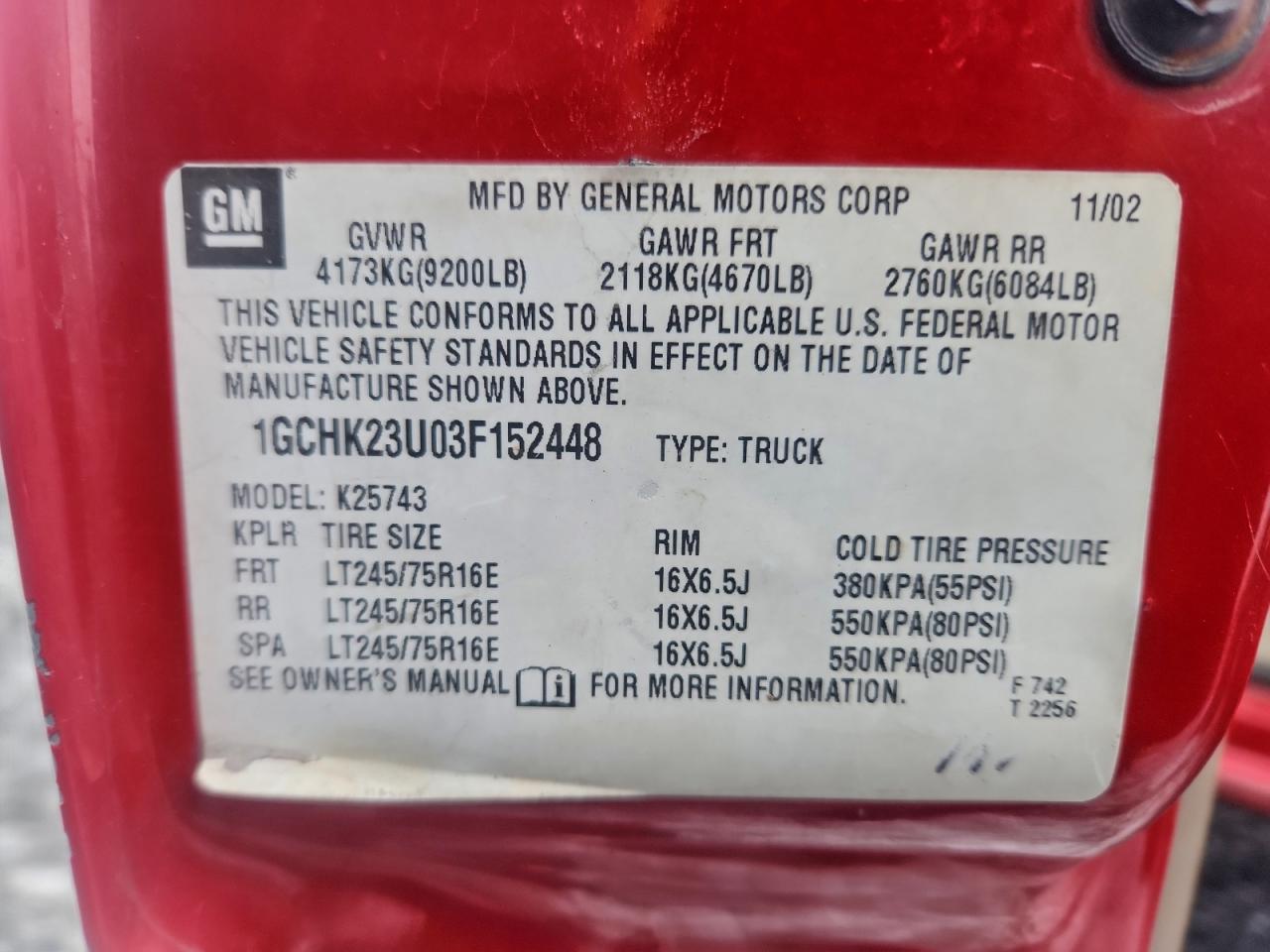 Lot #3304596457 2003 CHEVROLET SILVERADO