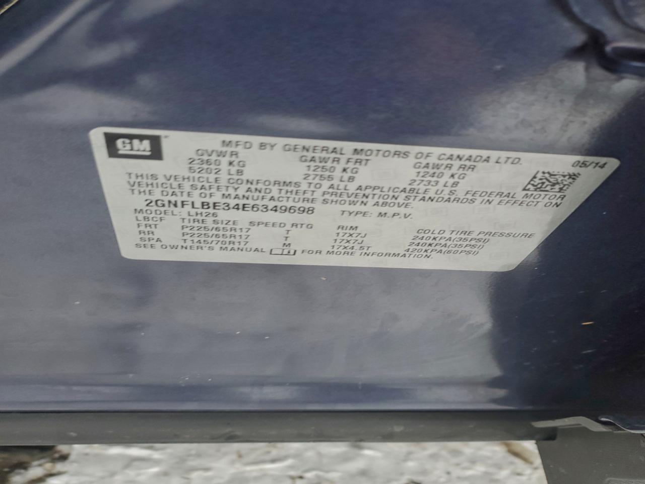 Lot #3316745431 2014 CHEVROLET EQUINOX LT