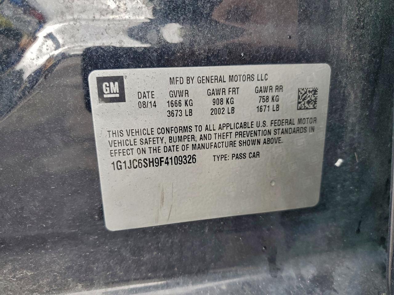 Lot #3308467312 2015 CHEVROLET SONIC LT