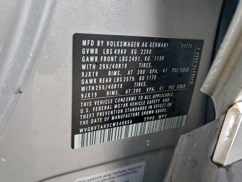 2012 VOLKSWAGEN TIGUAN S #3309851161