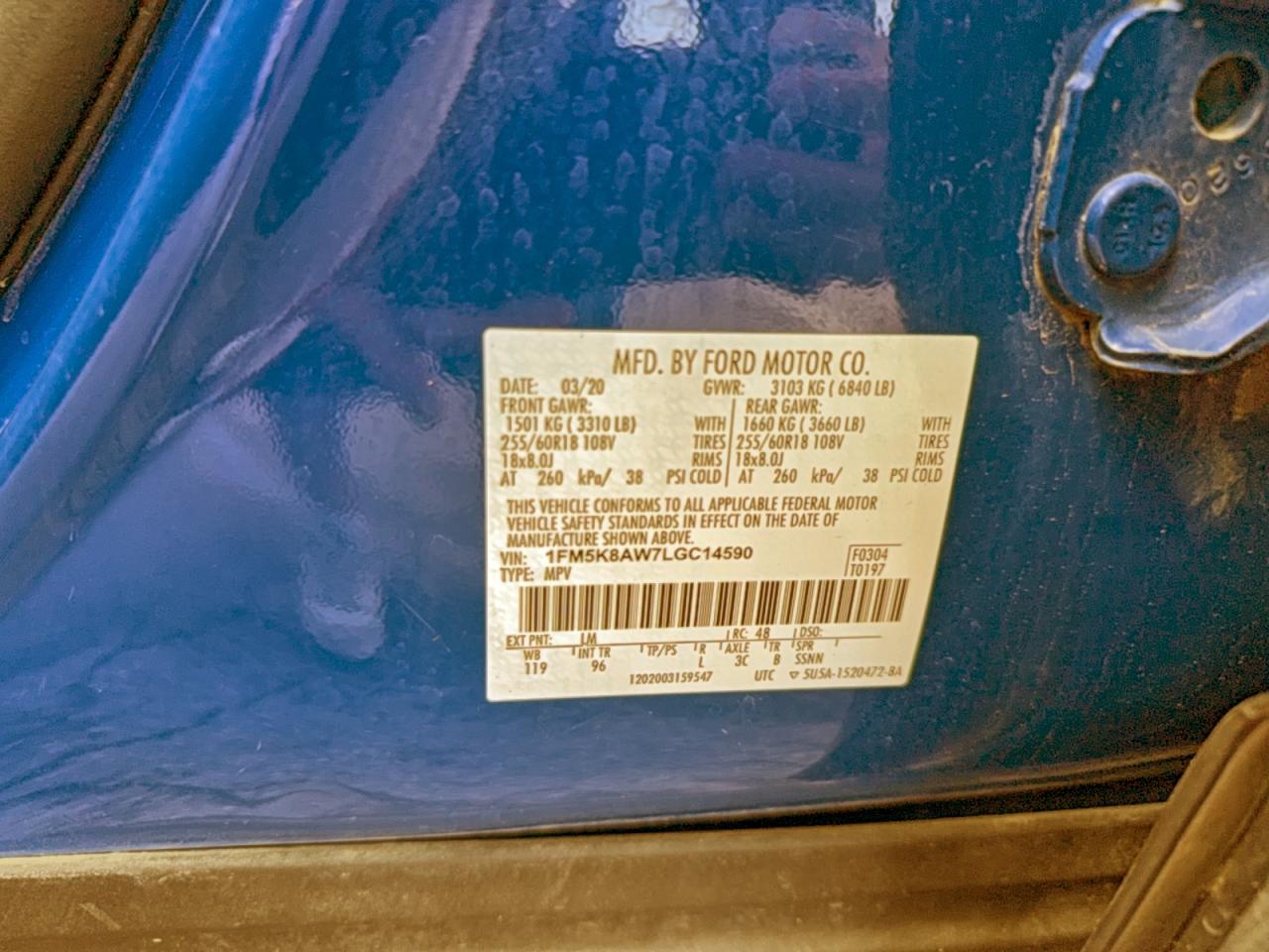 Lot #3310381964 2020 FORD EXPLORER P